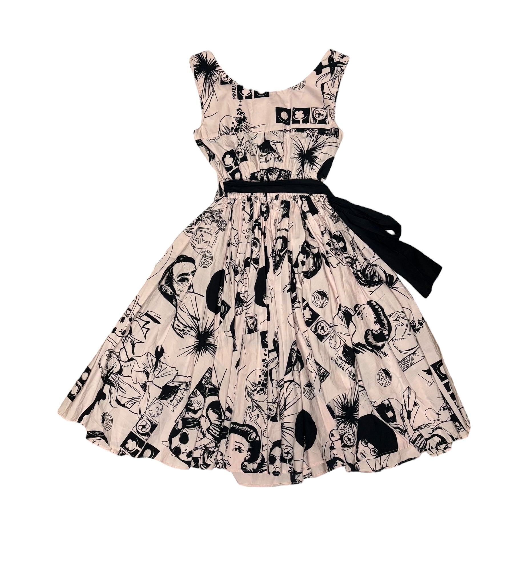 Prada Vintage Pop Art Print Mid Length Dress