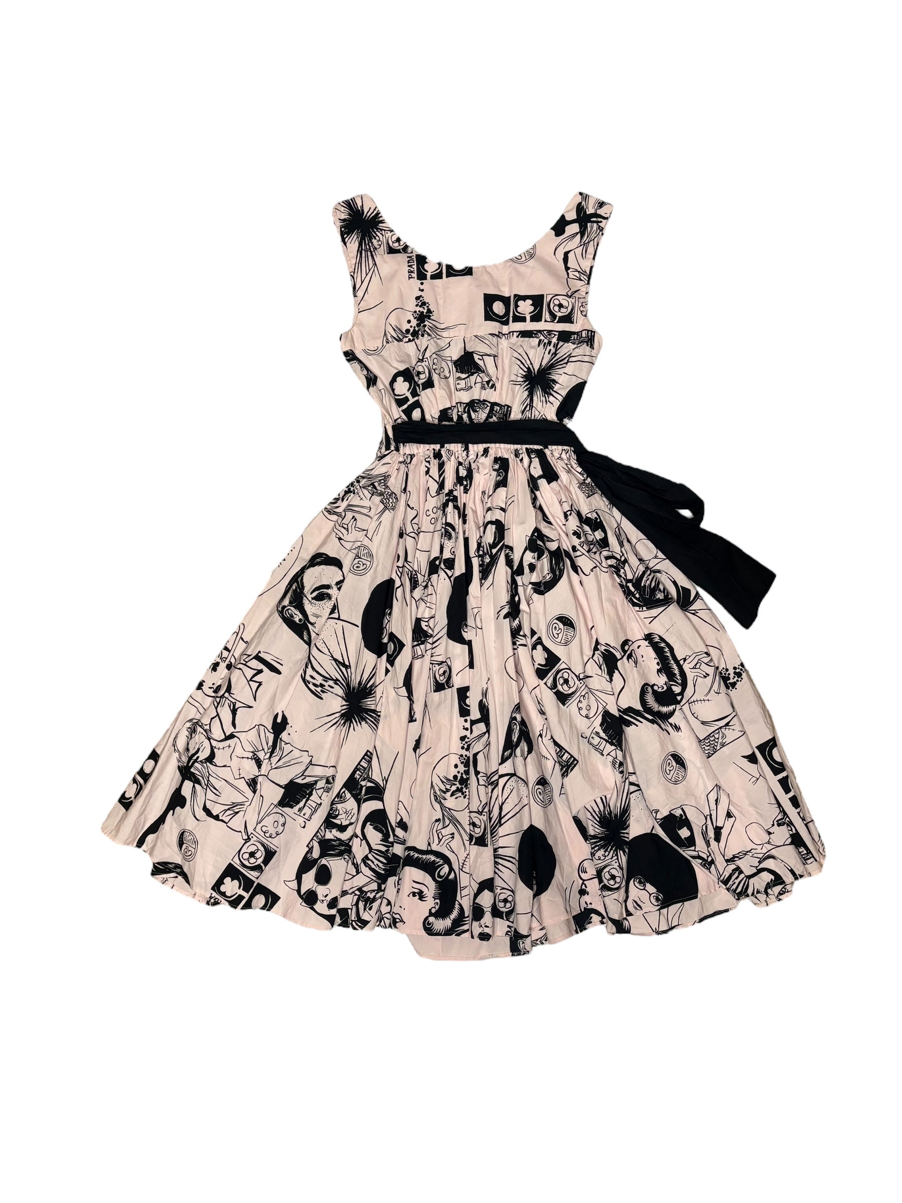Prada Vintage Pop Art Print Mid Length Dress
