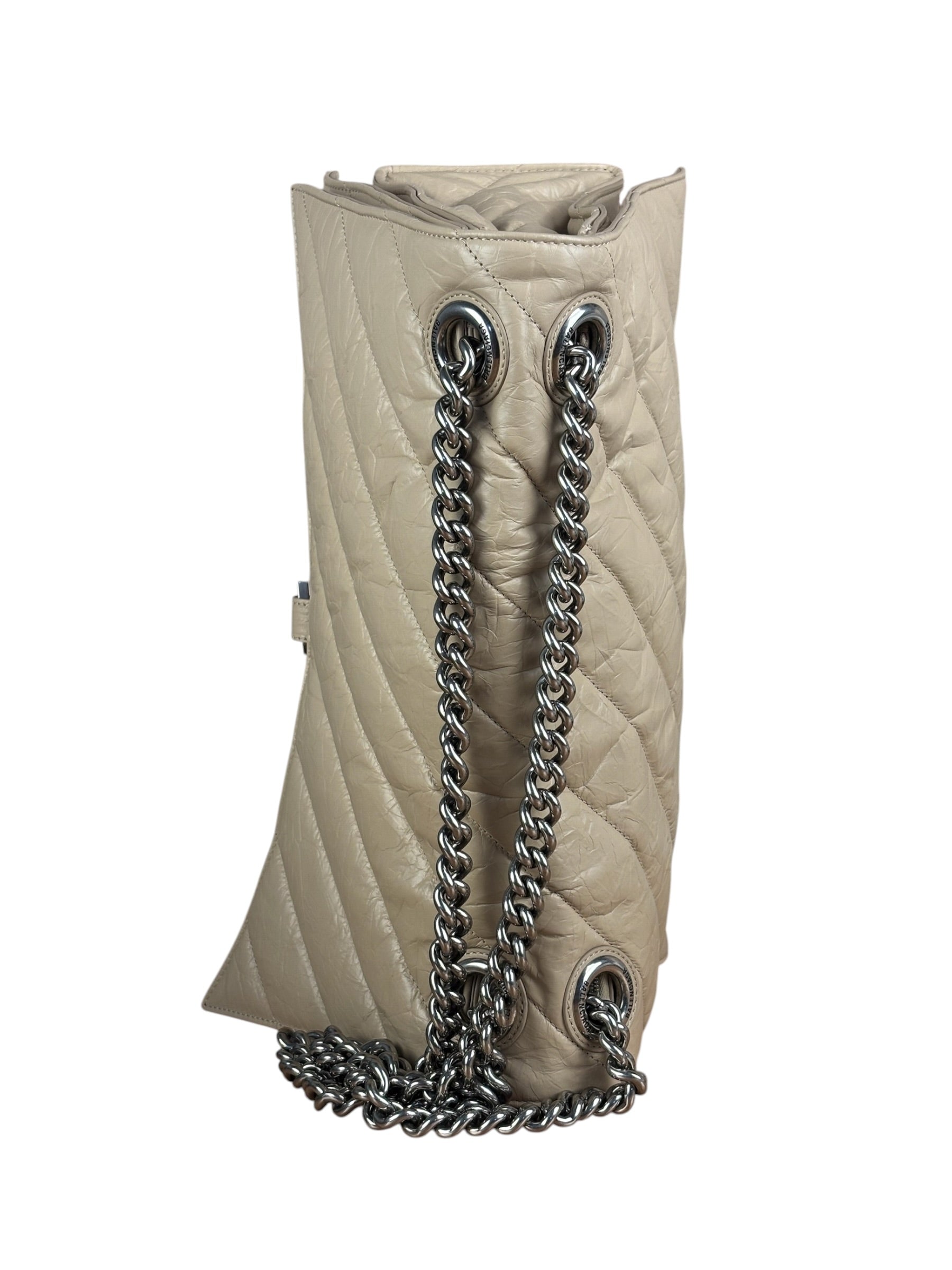 Balenciaga Beige Calfskin Crush Chain Bag