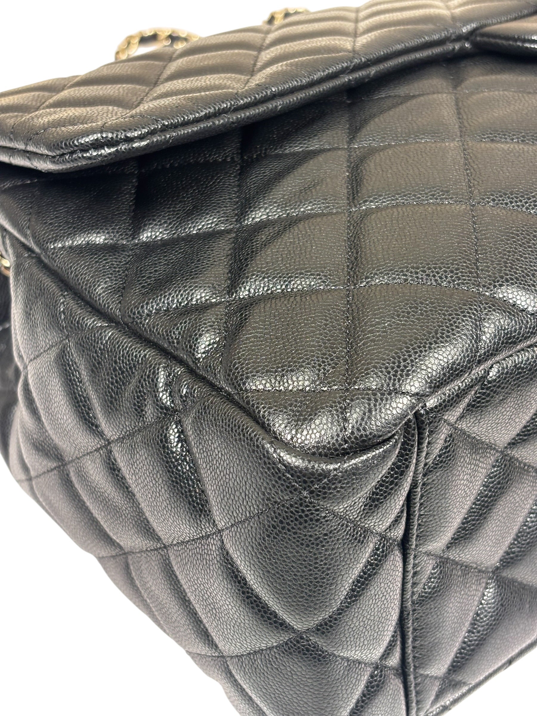 Chanel Black Quilted Caviar Jumbo Flap Bag 2021