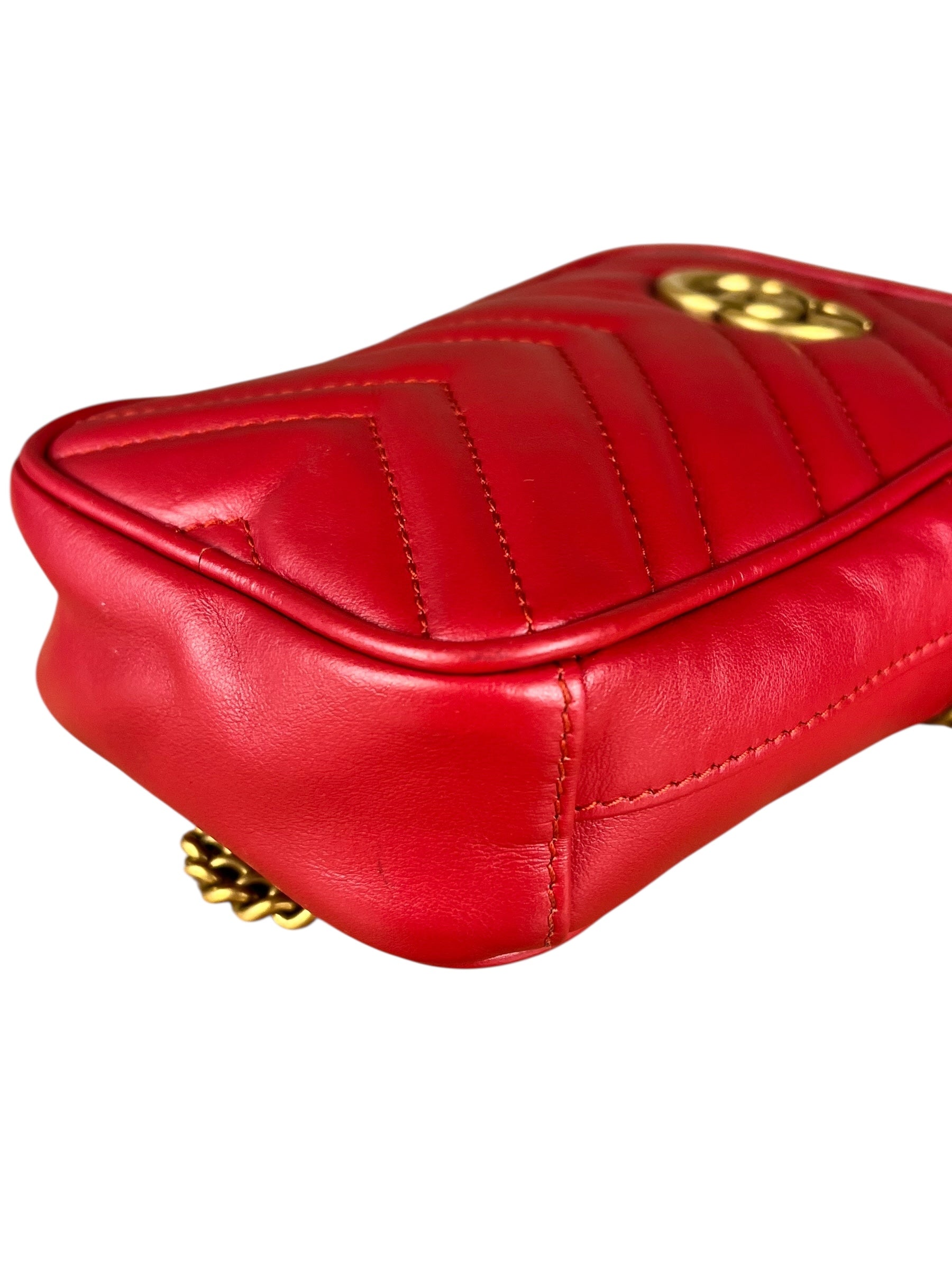 Gucci GG Marmont Vertical Phone Crossbody Bag Red