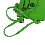 Balenciaga Neon Green Crocodile-Embossed Coin/Card Holder