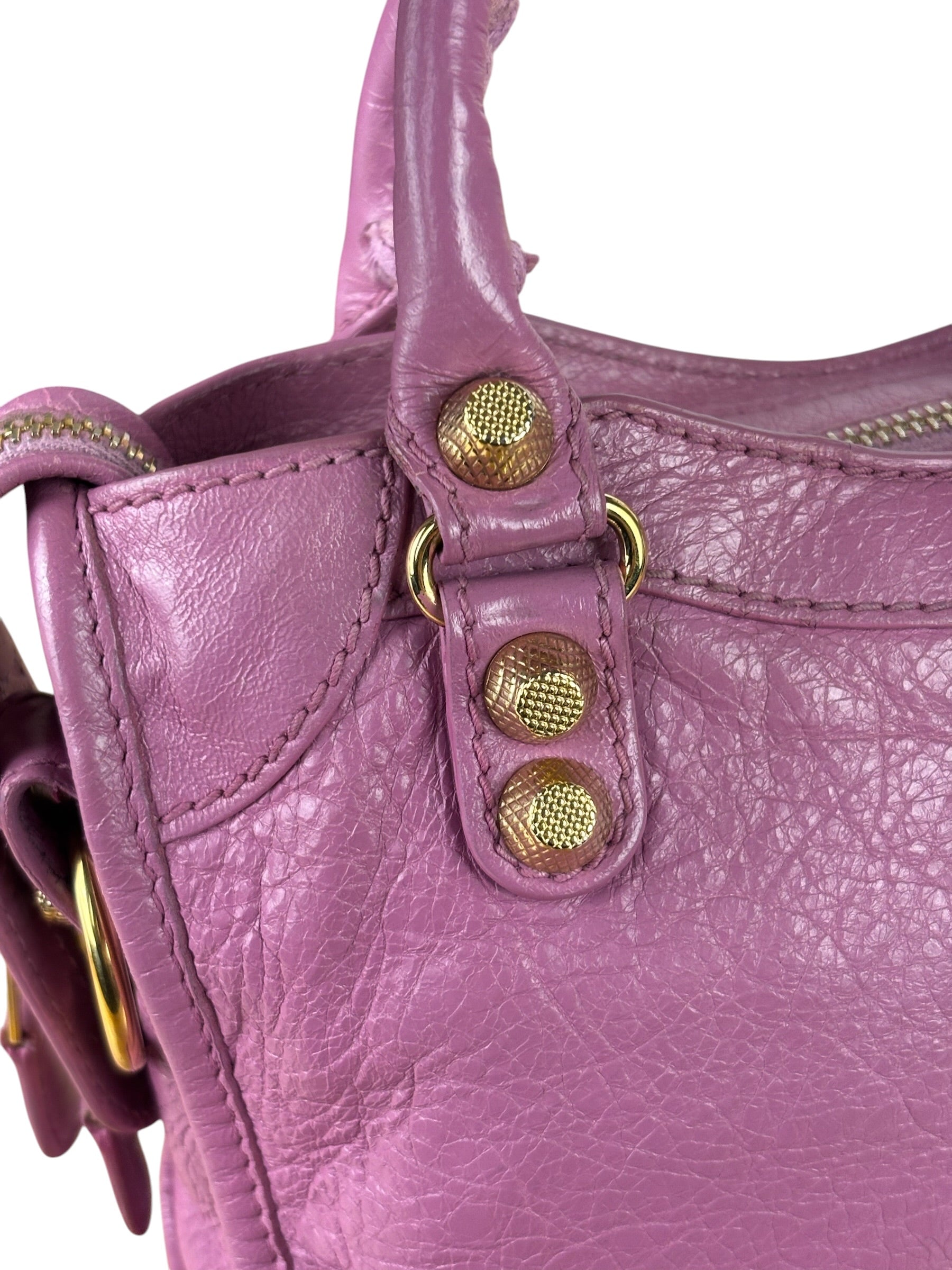 Balenciaga Purple Leather Velo Moto Two-Way Bag