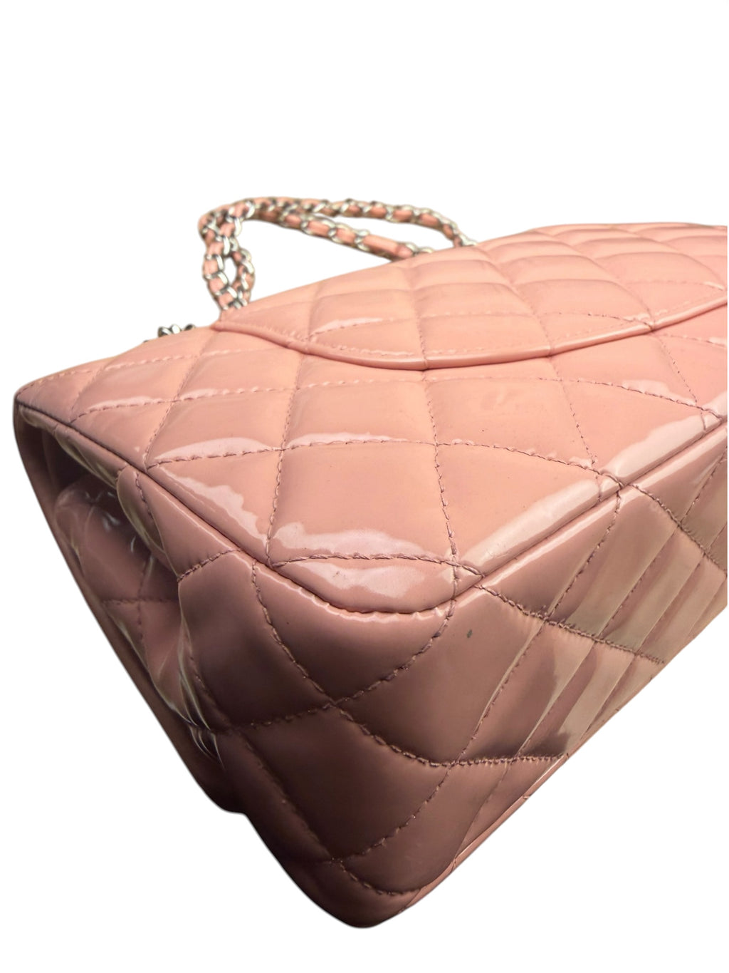 Chanel Baby Pink Quilted M Double Patent Flap 2013