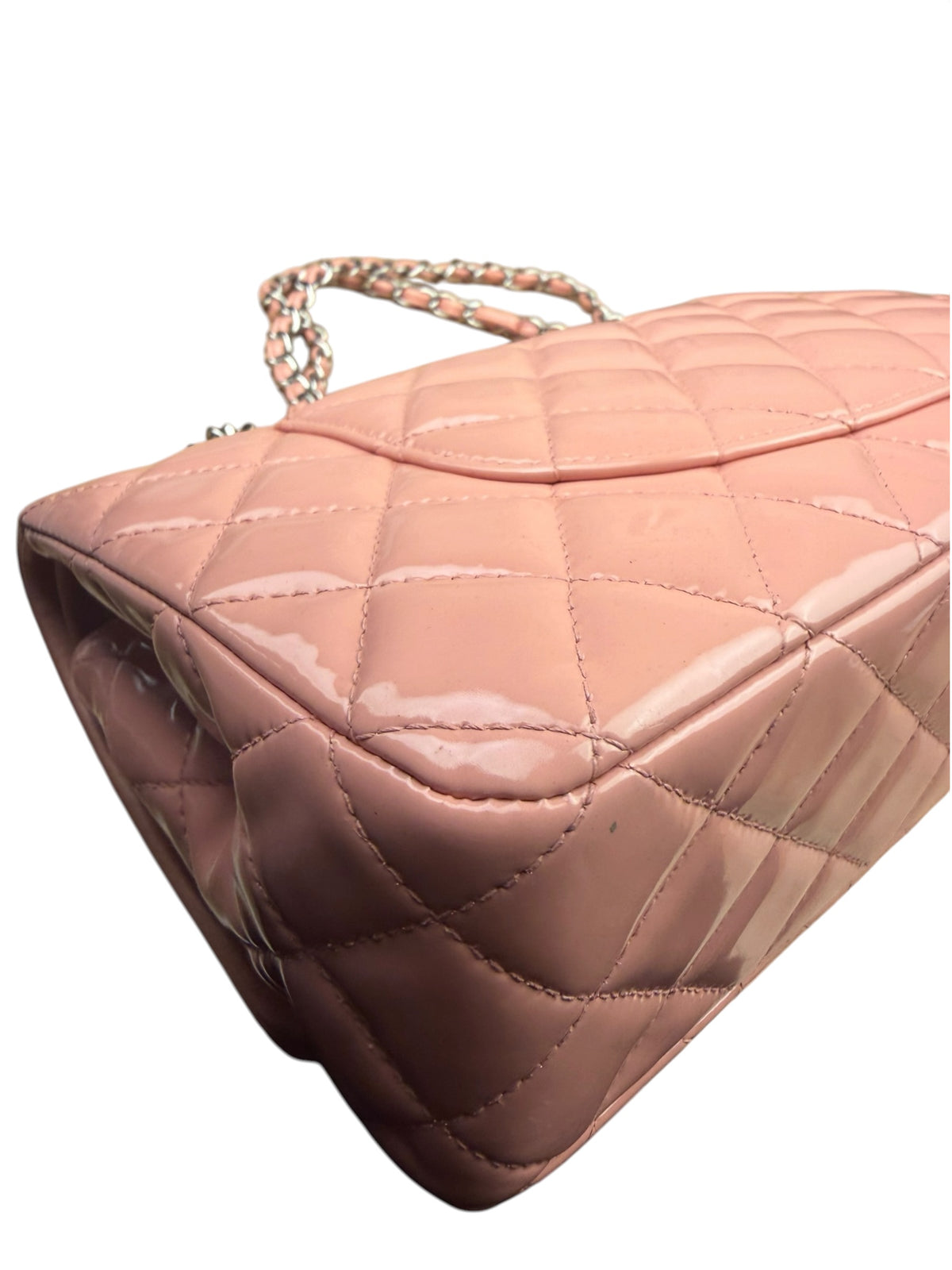 Chanel Baby Pink Quilted M Double Patent Flap 2013