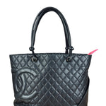 Chanel Black Leather Cambon Ligne large Tote Shoulder Bag 2004