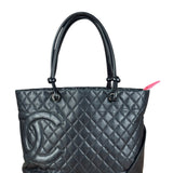 Chanel Black Leather Cambon Ligne large Tote Shoulder Bag 2004