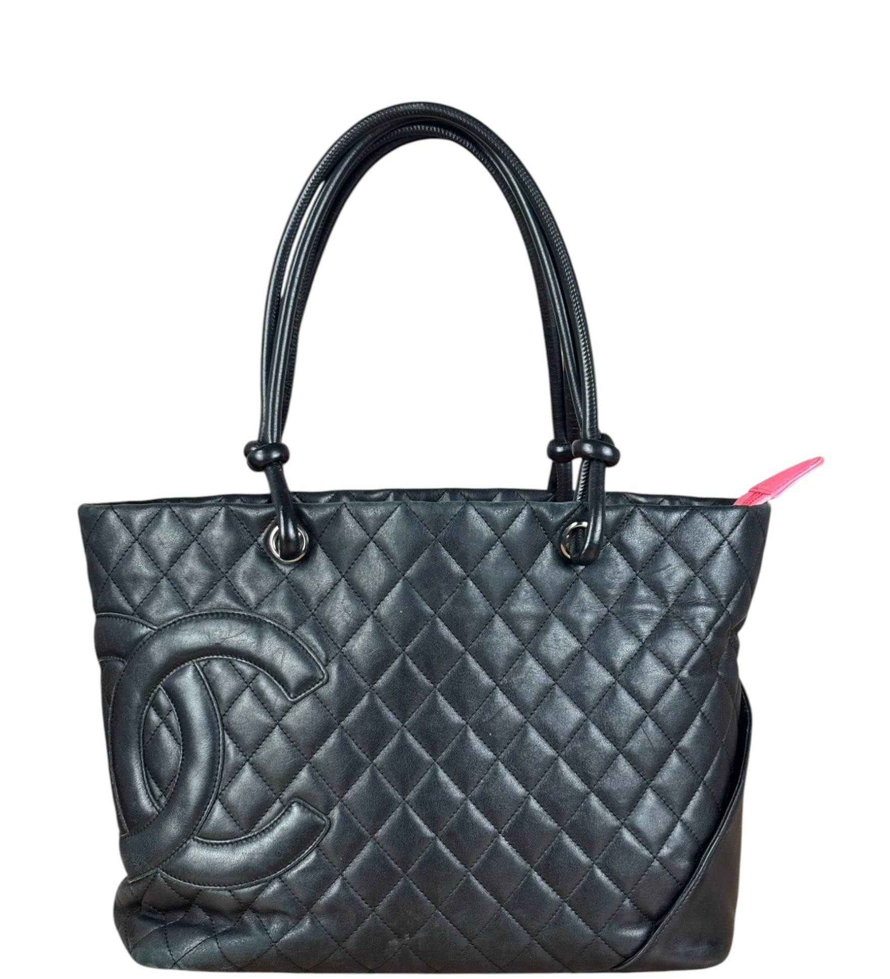 Chanel Black Leather Cambon Ligne large Tote Shoulder Bag 2004