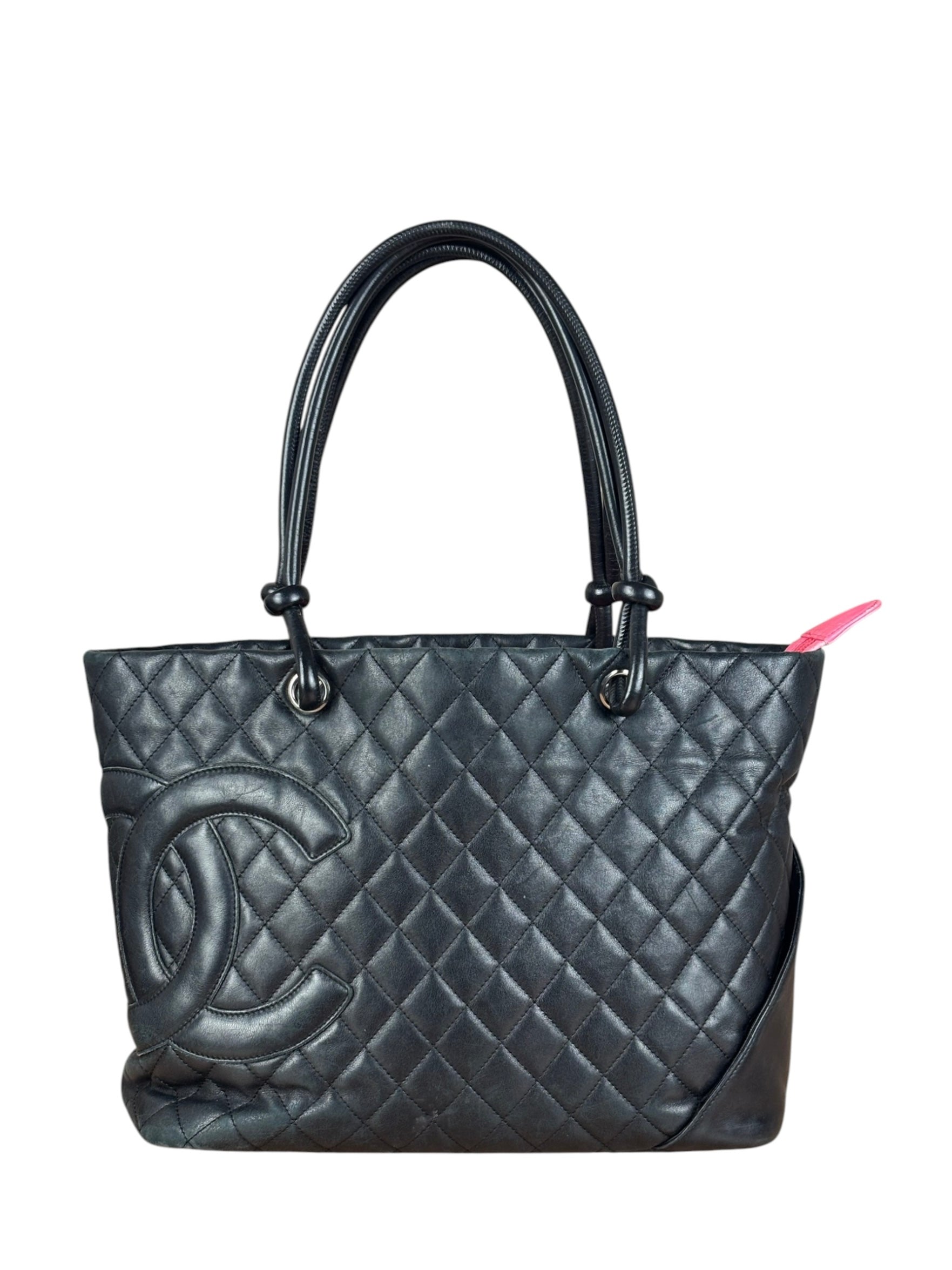 Chanel Black Leather Cambon Ligne large Tote Shoulder Bag 2004