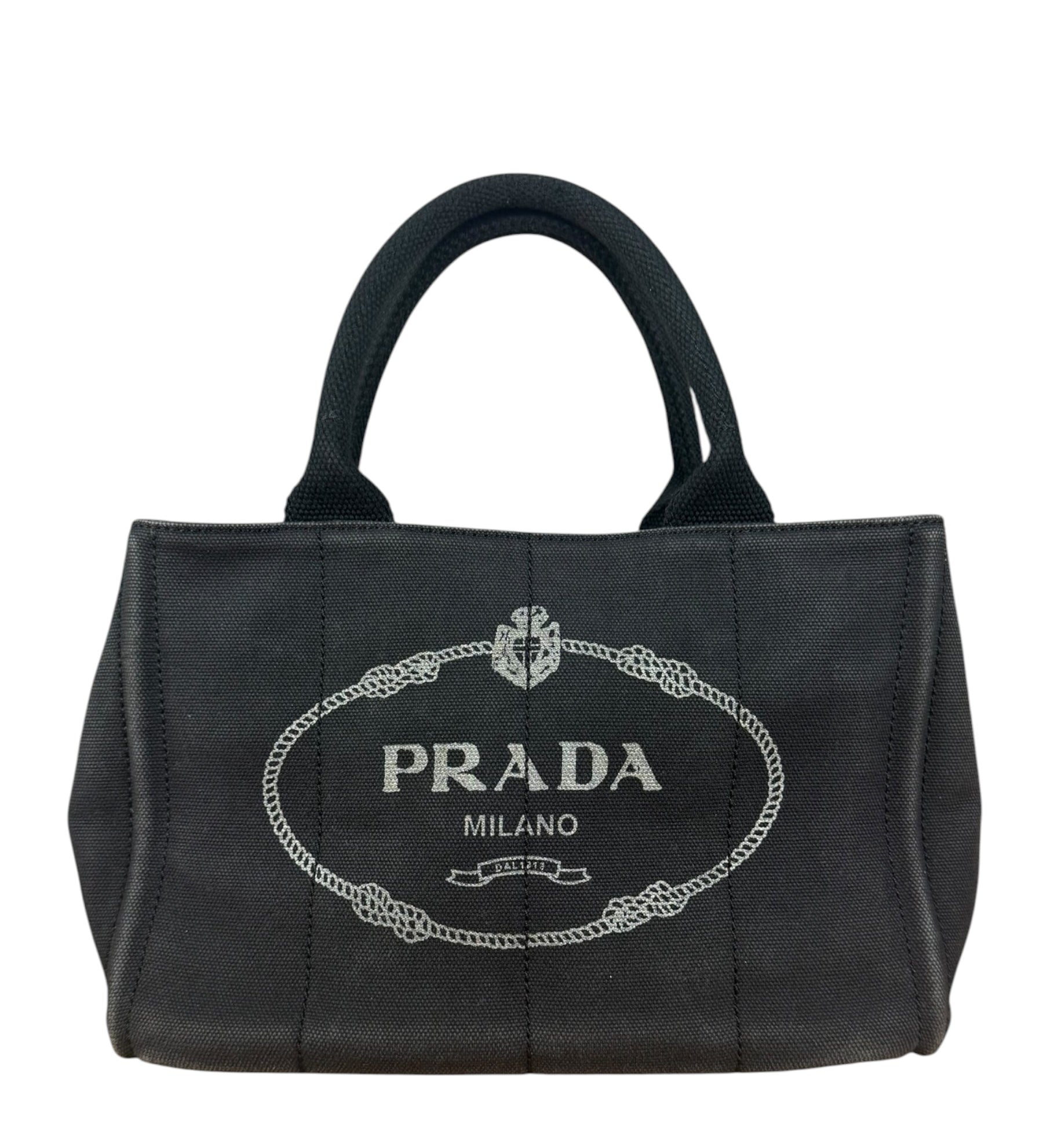 Prada Vintage Black Canvas Canapa Tote
