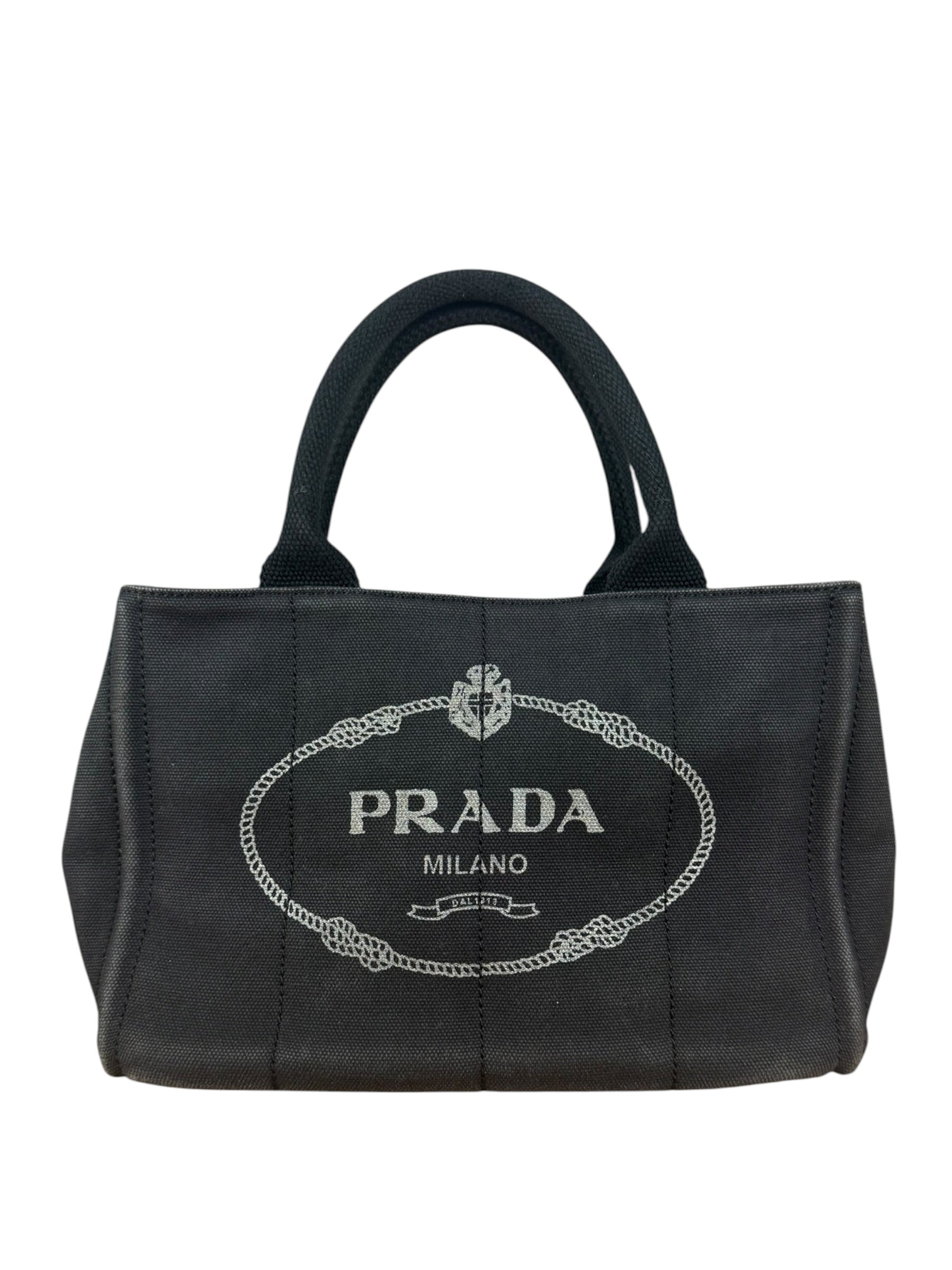 Prada Vintage Black Canvas Canapa Tote