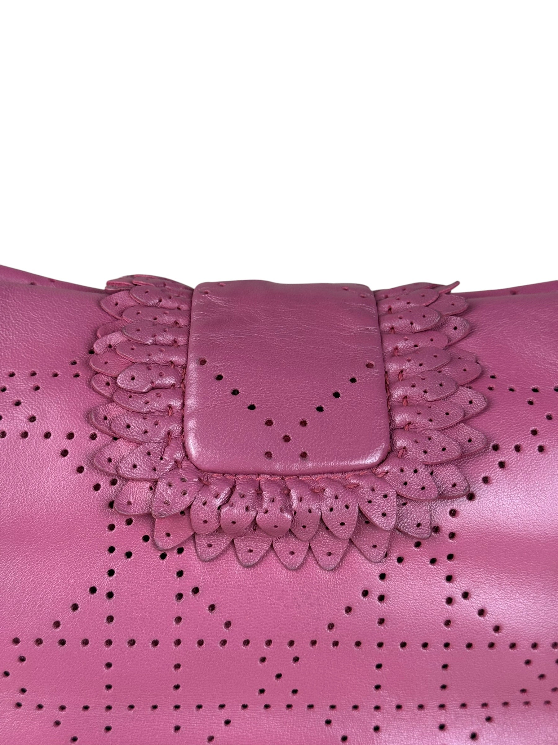 Christian Dior Purple Ruffle Leather New Lock Flap Bag