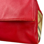 Burberry Red Leather Haymarket Check Shoulder Bag