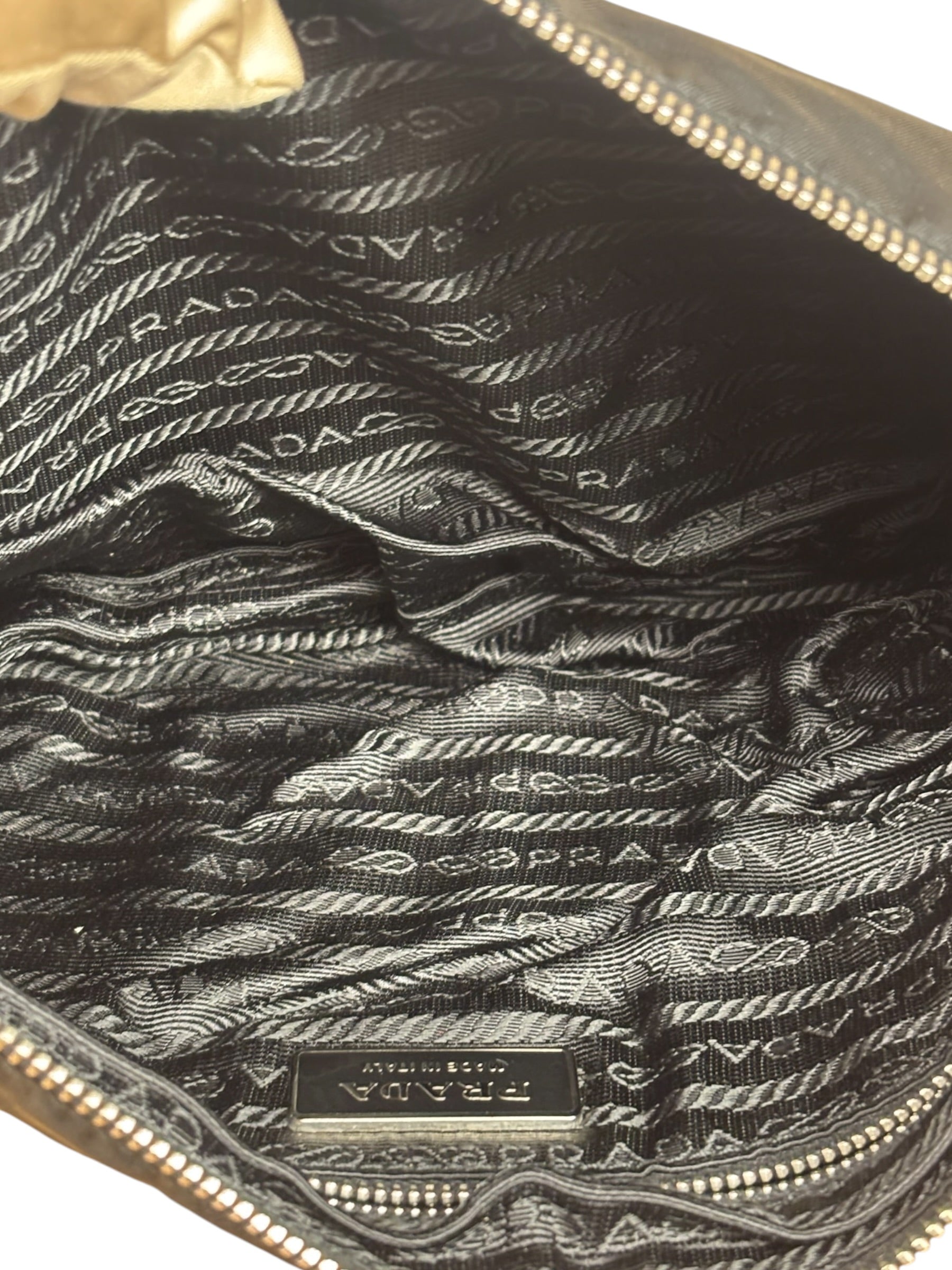 Prada Black Tessuto Nylon Leather Trim Shoulder Bag