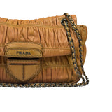 Prada Vintage Brown Nappa Leather Gaufre Shoulder Bag