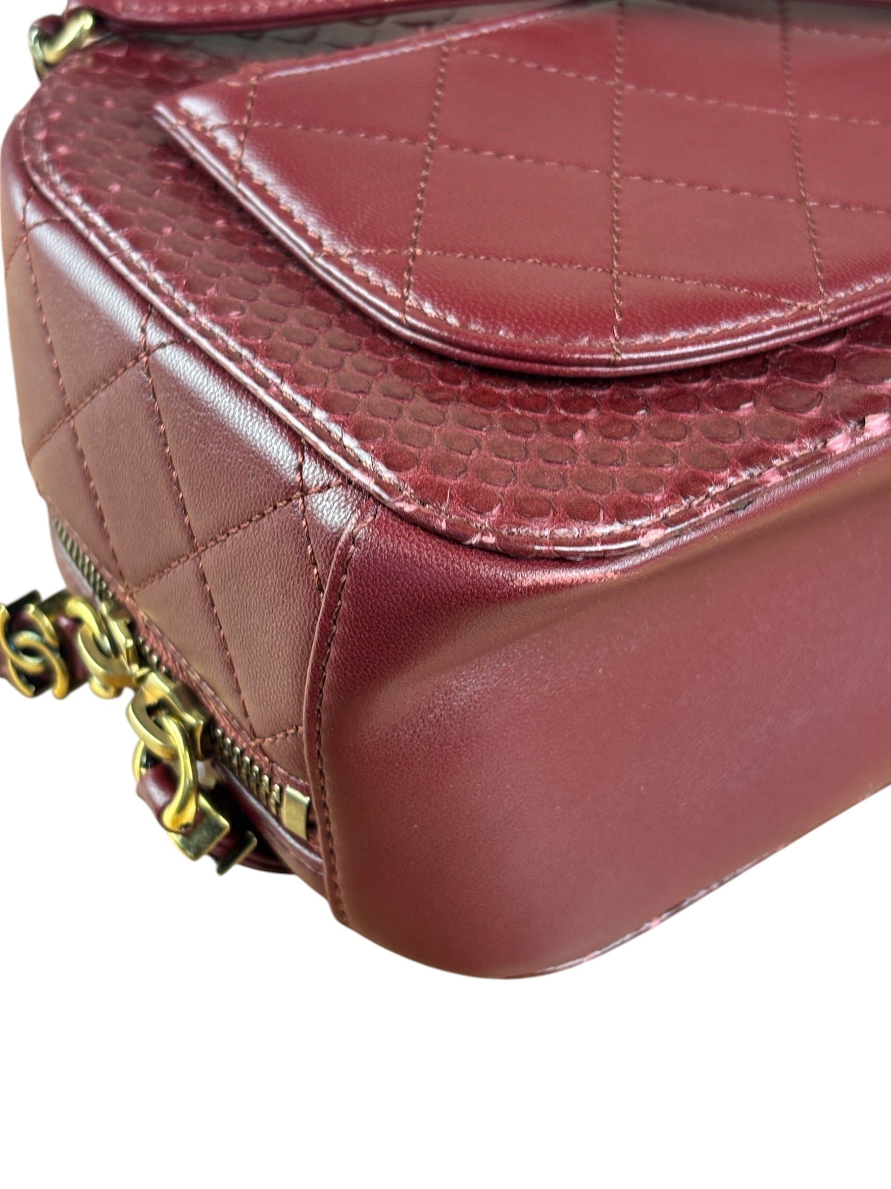 Chanel Burgundy Python Quilted Leather Vanity Two-Way Bag 2017
