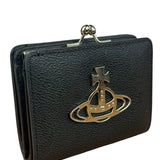 Vivienne Westwood Black Compact Bi-Fold/Kiss Lock Annie Wallet