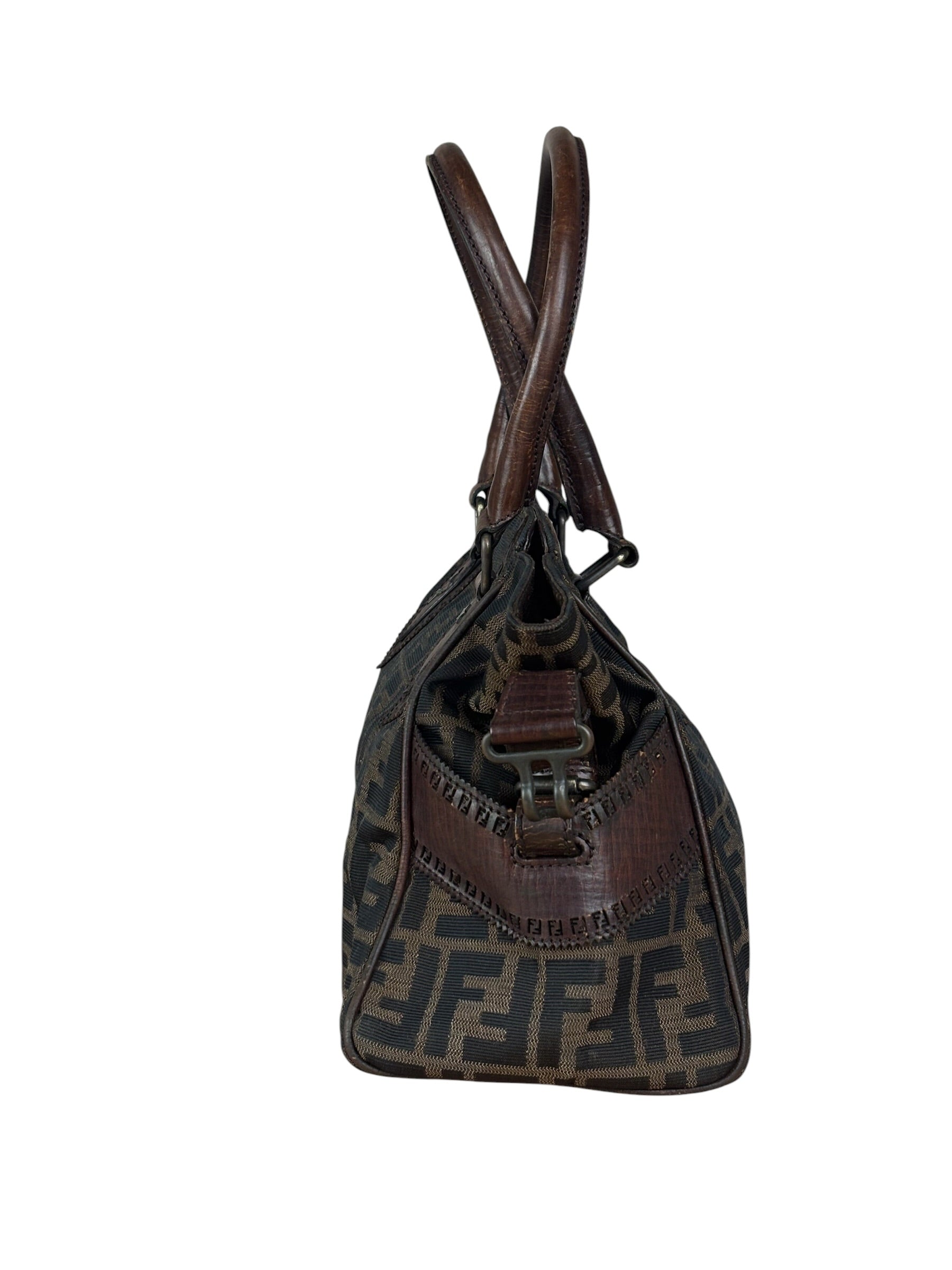 Fendi Leather Trim Zucca Canvas Du Jour Tote Bag