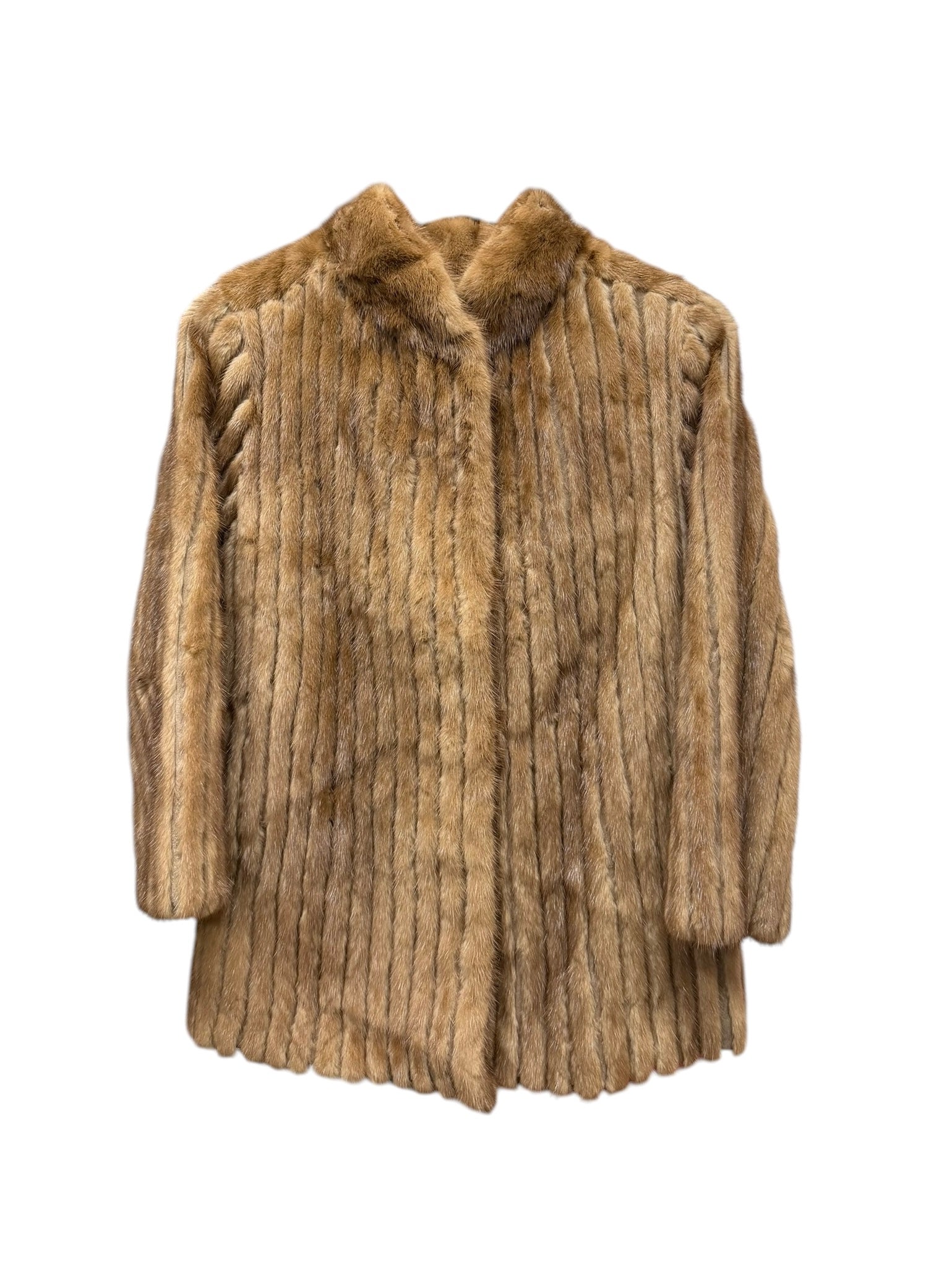 Vintage San Marco x Saga Mink Brown Vertical Strips Fur Coat
