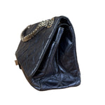 Chanel Blue Metallic Aged Quilted 2.55 Double Flap Bag 2008