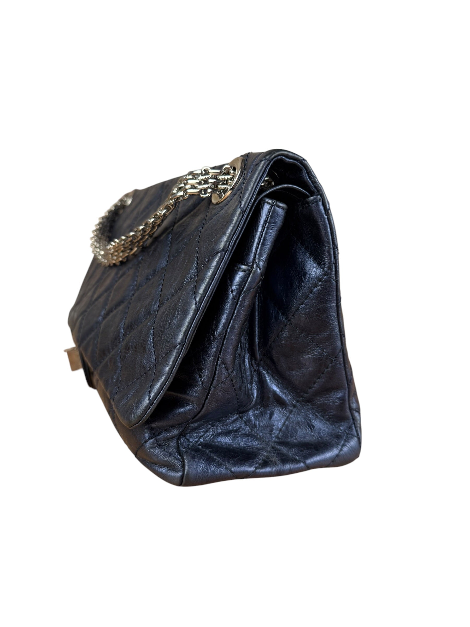 Chanel Blue Metallic Aged Quilted 2.55 Double Flap Bag 2008