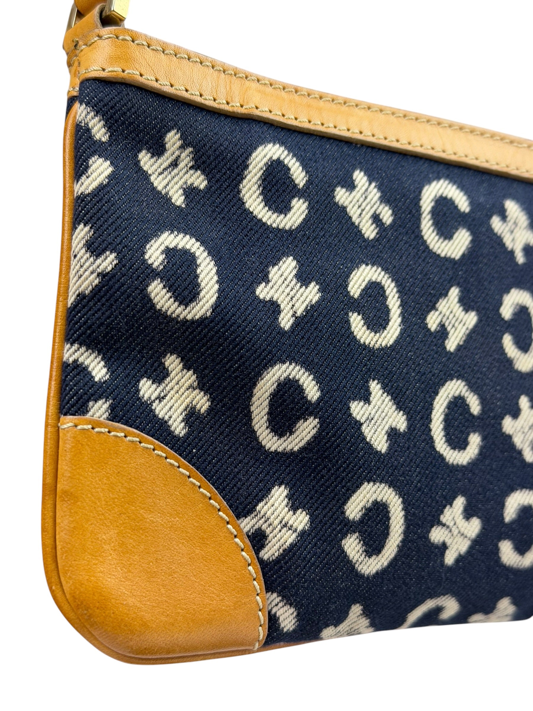 Celine Navy Denim/Leather Trim C Macadam Pochette