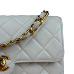 Chanel White Calfskin Square Mini Flap 1994