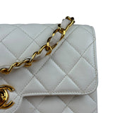 Chanel White Calfskin Square Mini Flap 1994