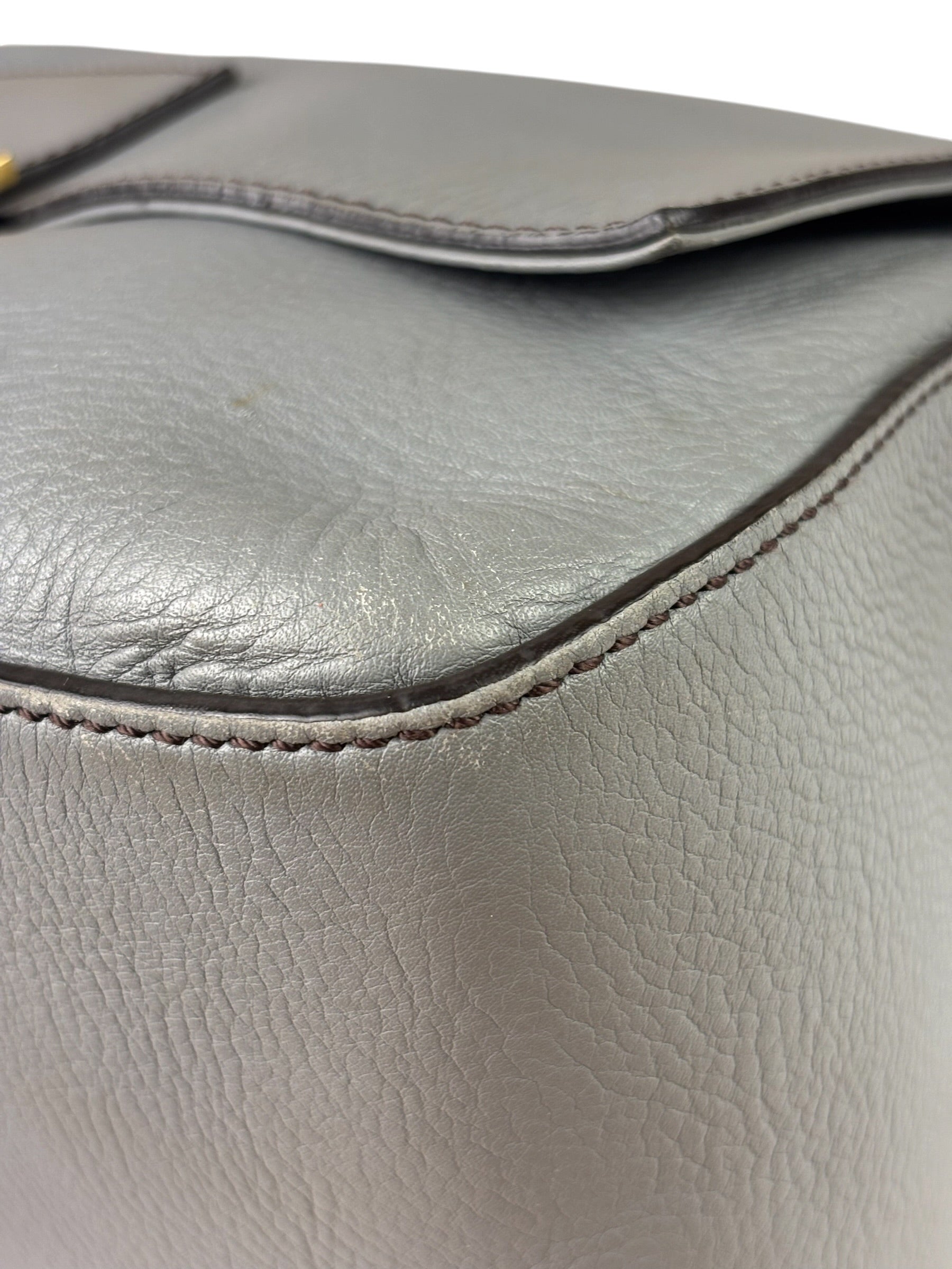Fendi Grey Leather Flap Bag