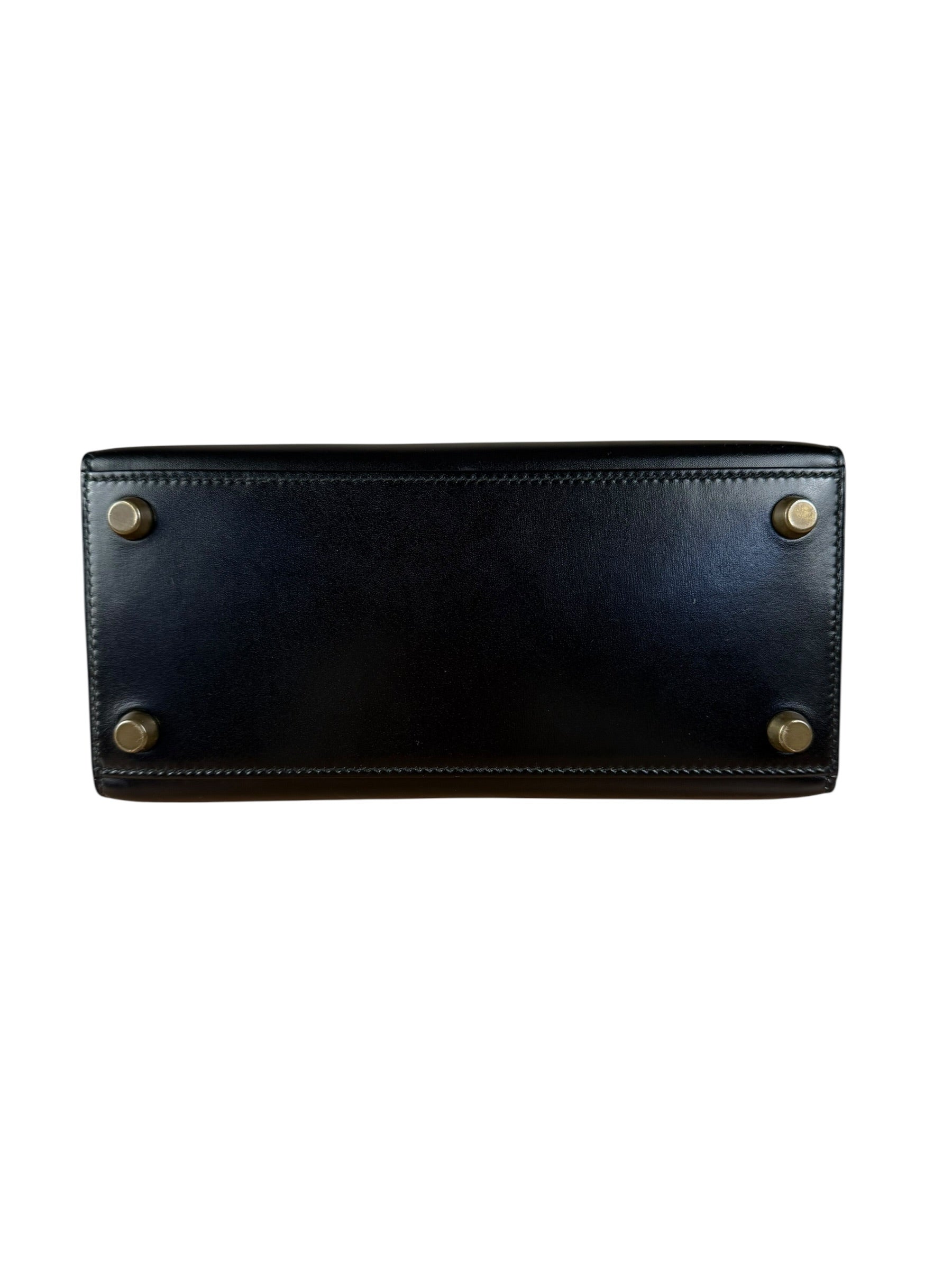 Hermes Black Mini Kelly 20 Box Calf 1991
