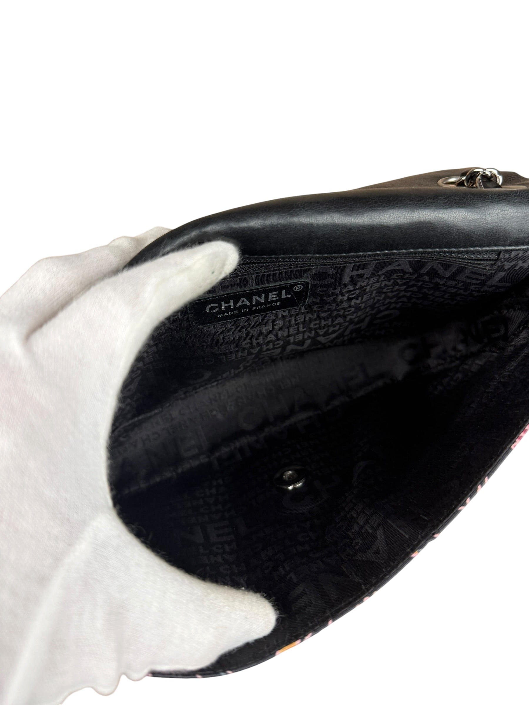 Chanel Lipstick Black Satin Single Flap Bag 2005