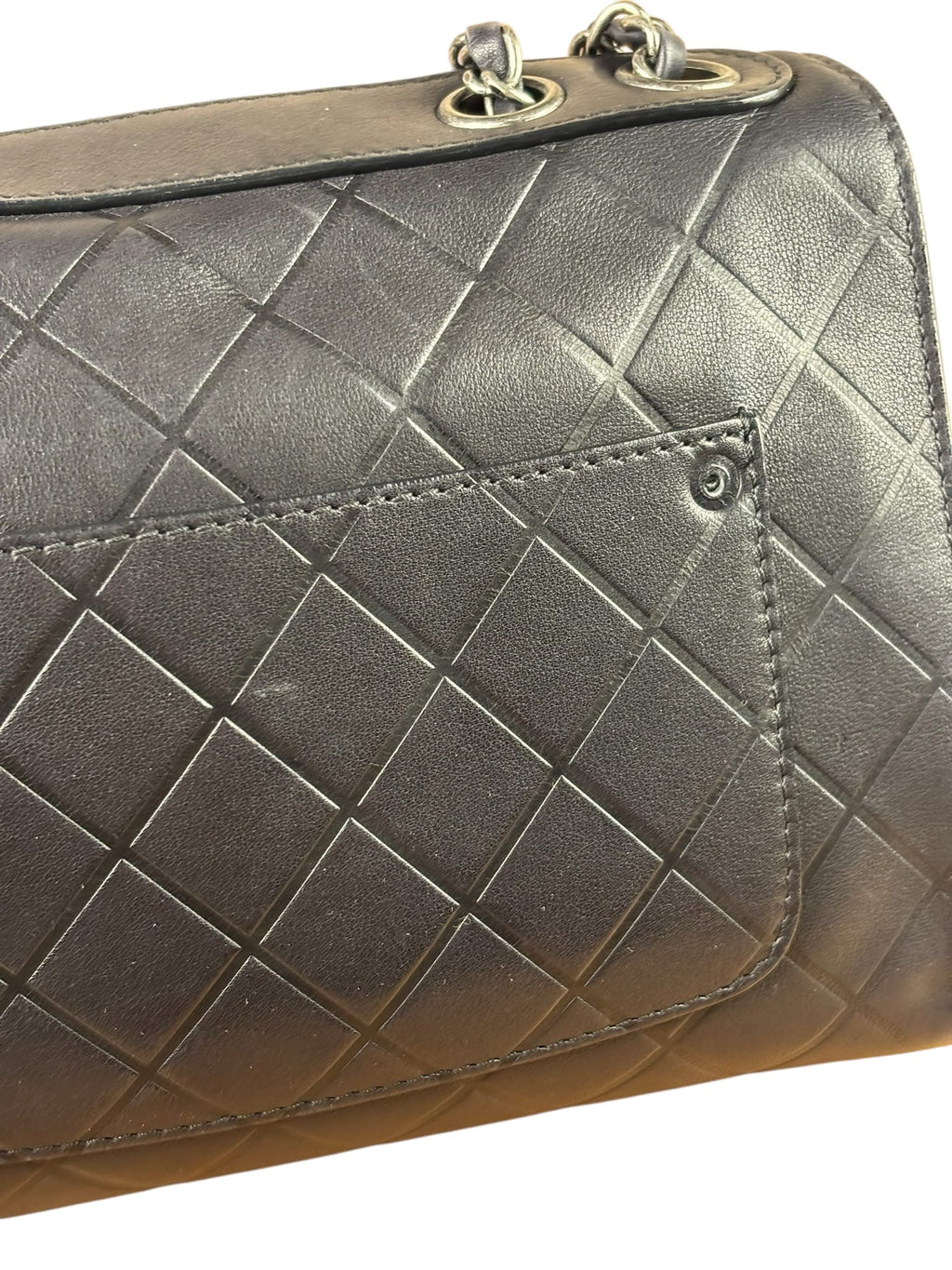 Chanel Black Embossed Leather CC Clasp Flap Bag 2015