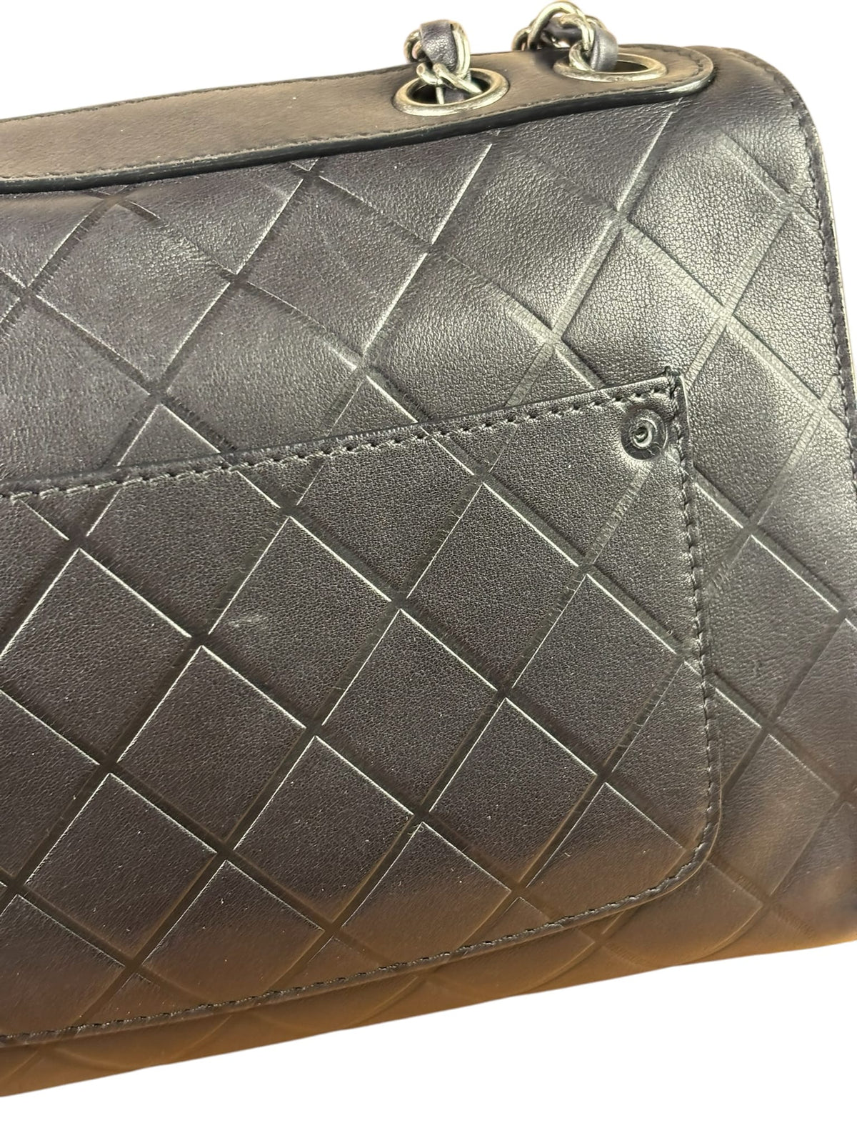 Chanel Black Embossed Leather CC Clasp Flap Bag 2015