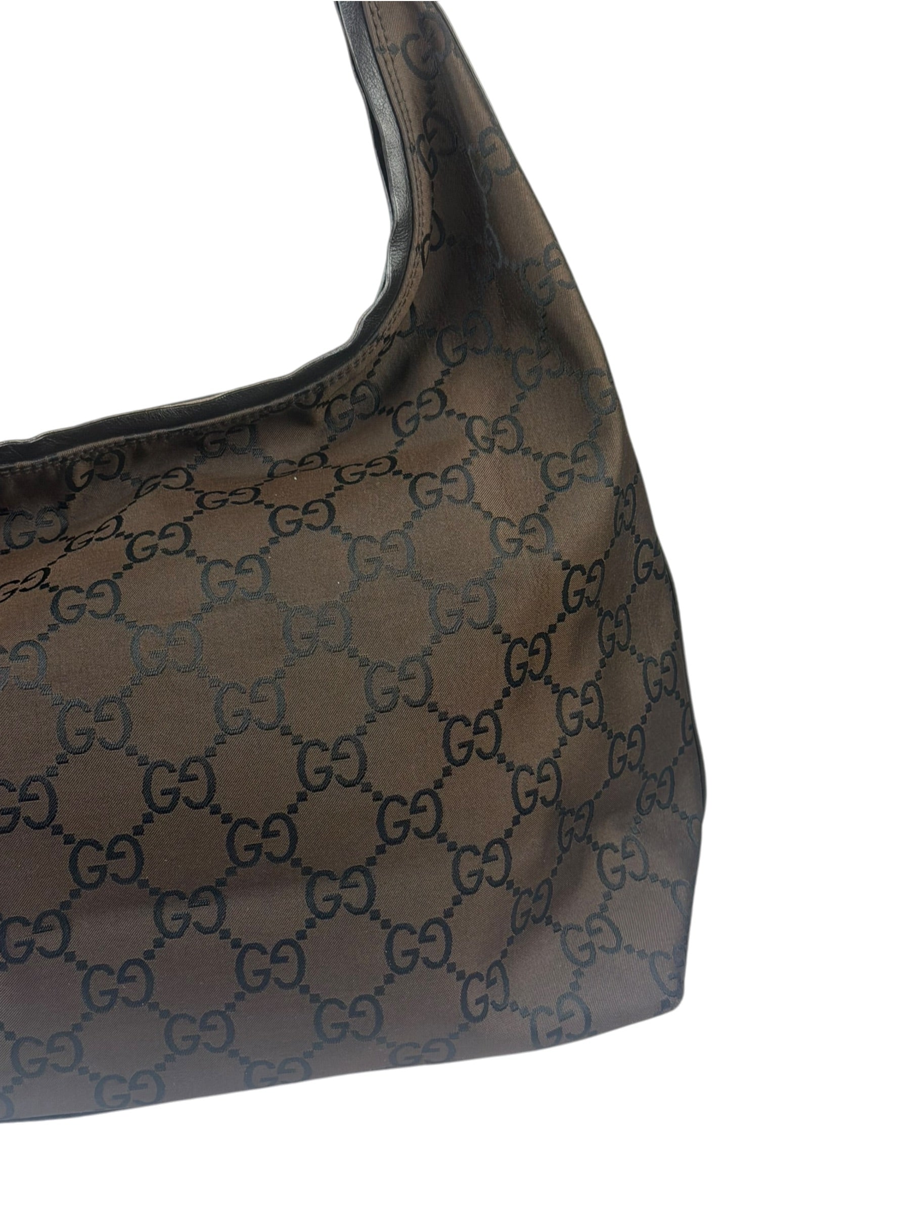 Gucci GG Monogram Brown Nylon Hobo Bag