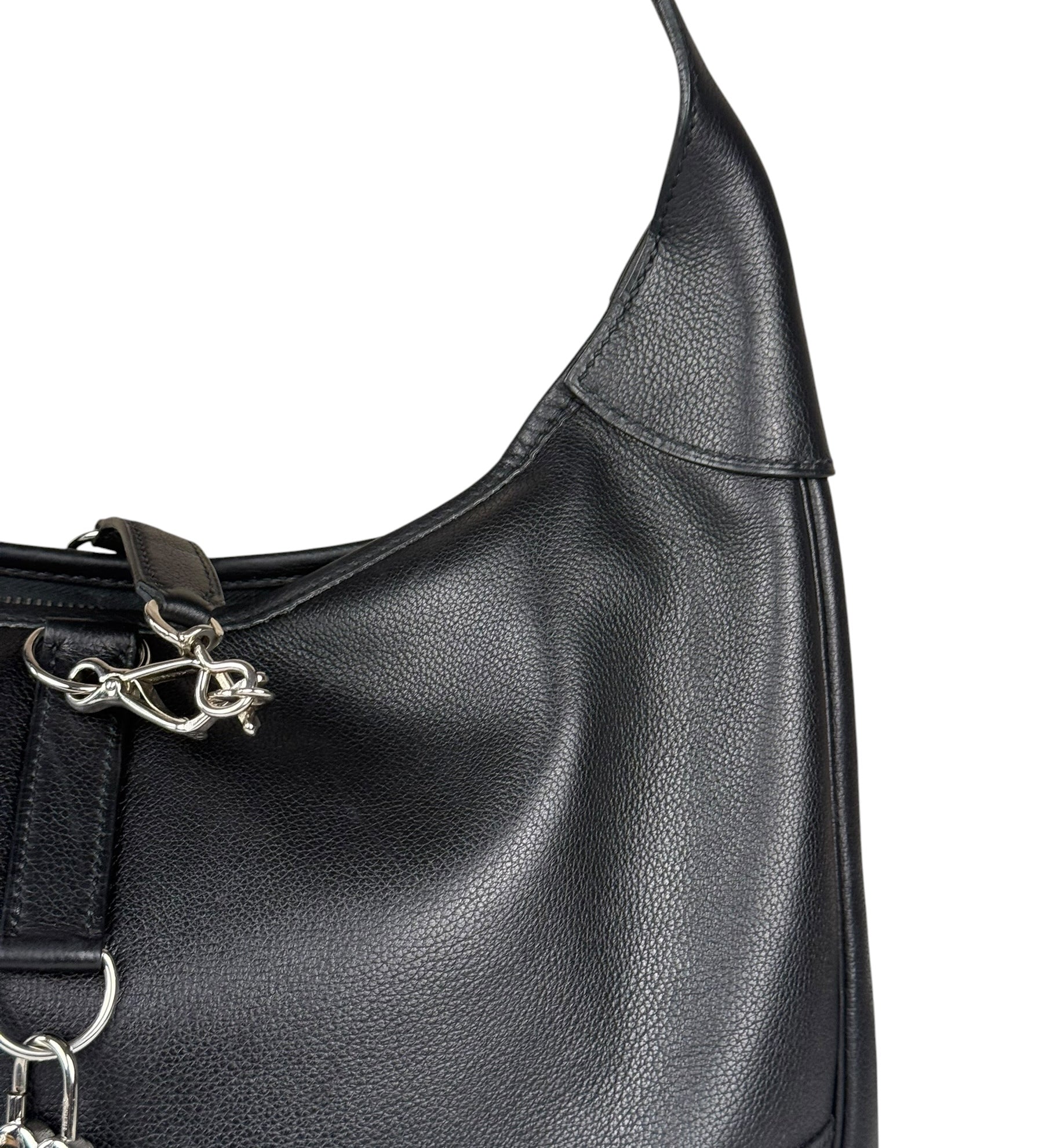 Hermes Black Clemence Leather Trim II Shoulder Bag 2006