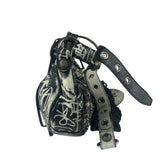 Balenciaga Black/White Leather Le Cagole Graffiti Shoulder Bag