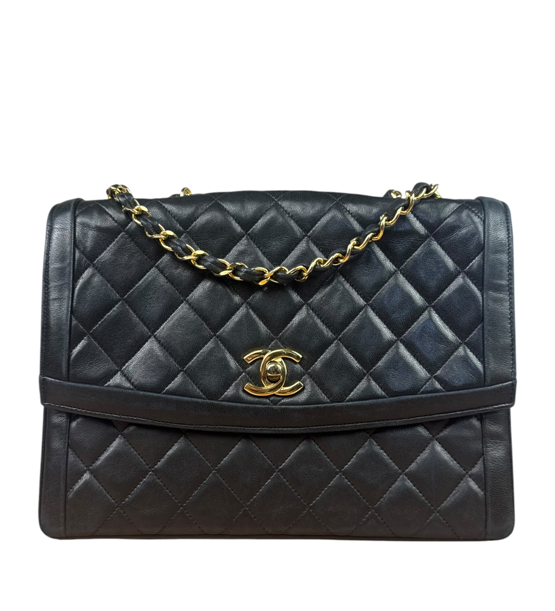 Chanel Black Quilted Leather Chain Flap Bag