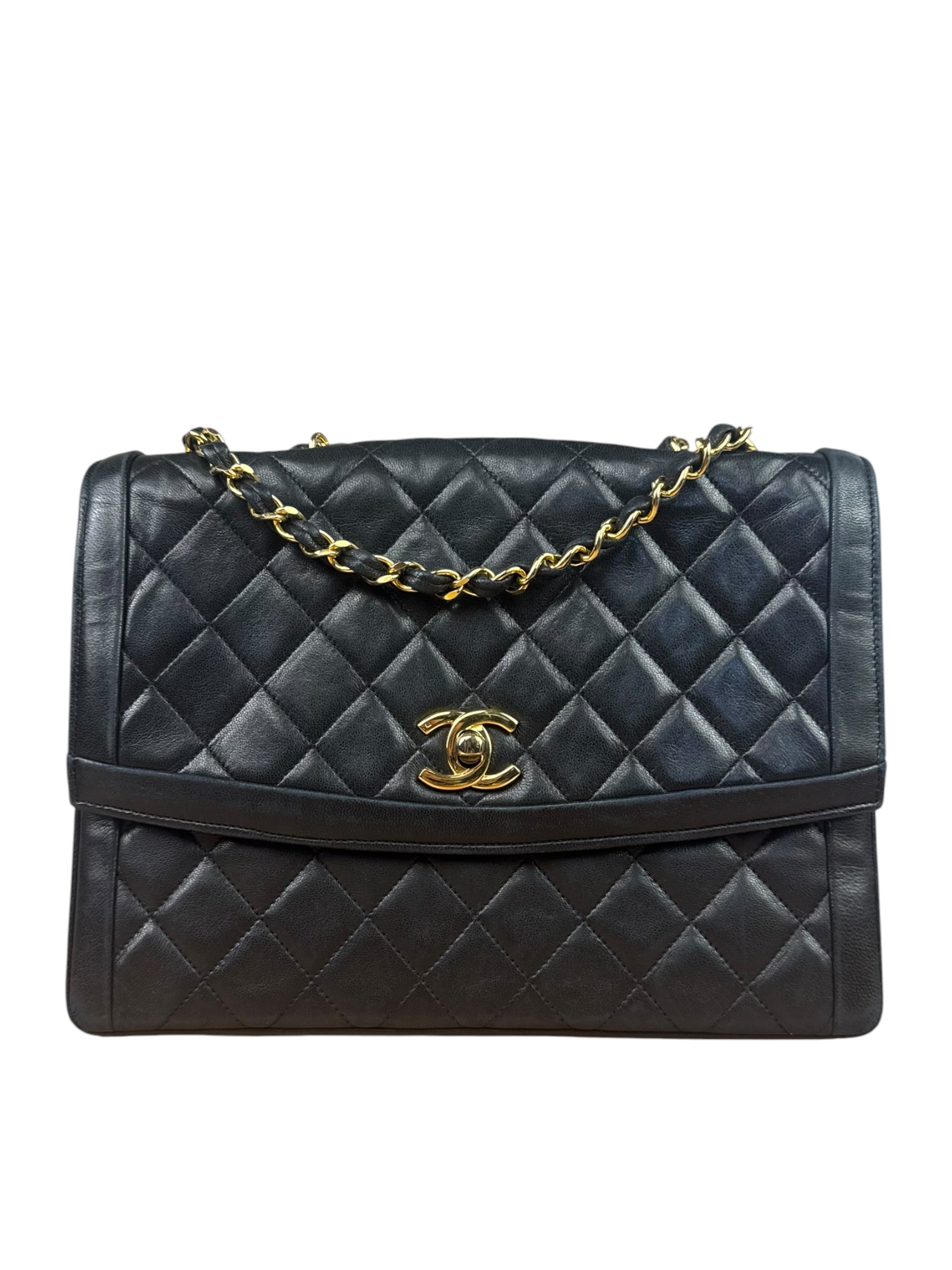 Chanel Black Quilted Leather Chain Flap Bag