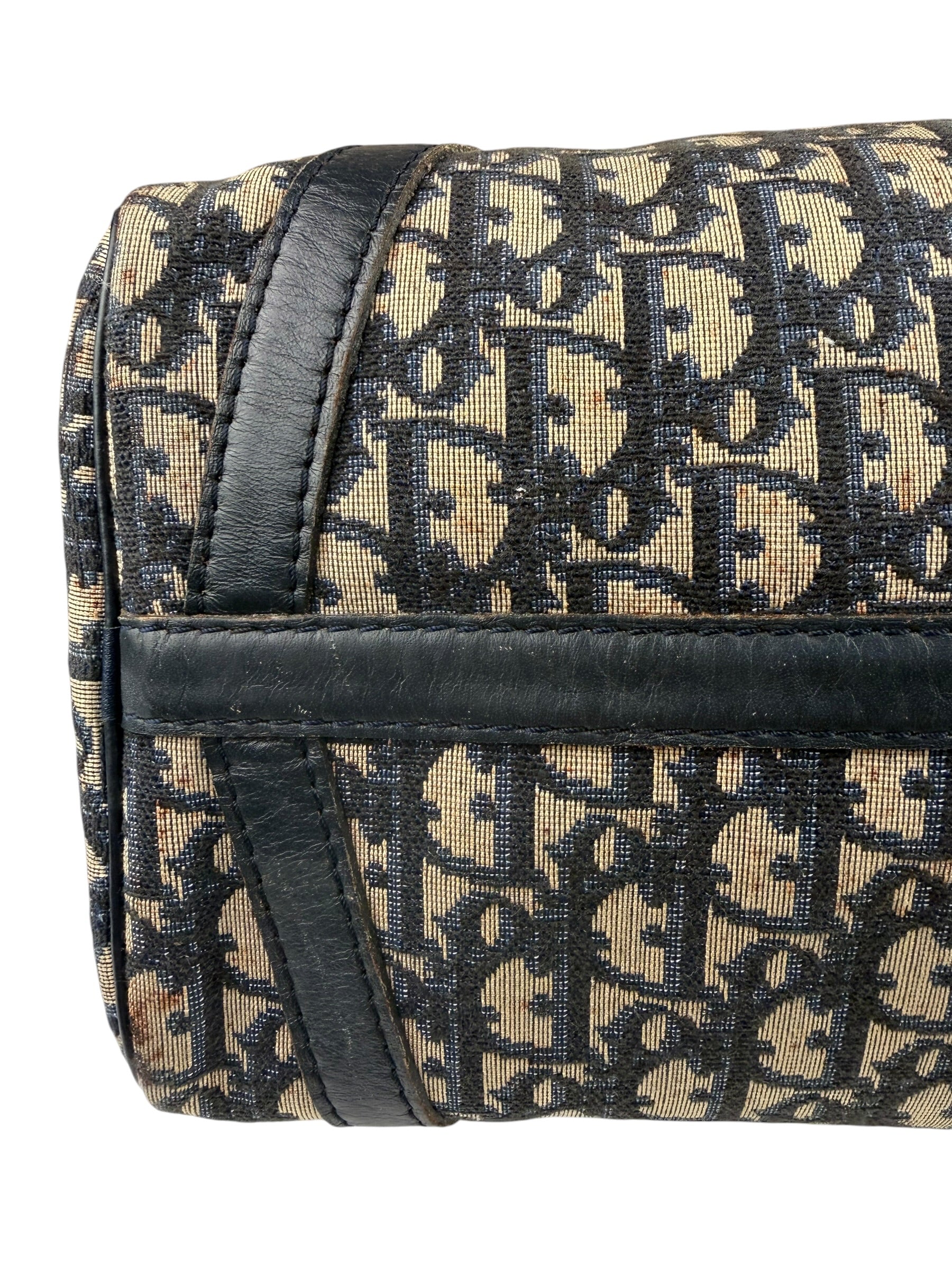 Christian Dior Vintage Canvas Monogram Trotter Oblique Boston Hand Bag
