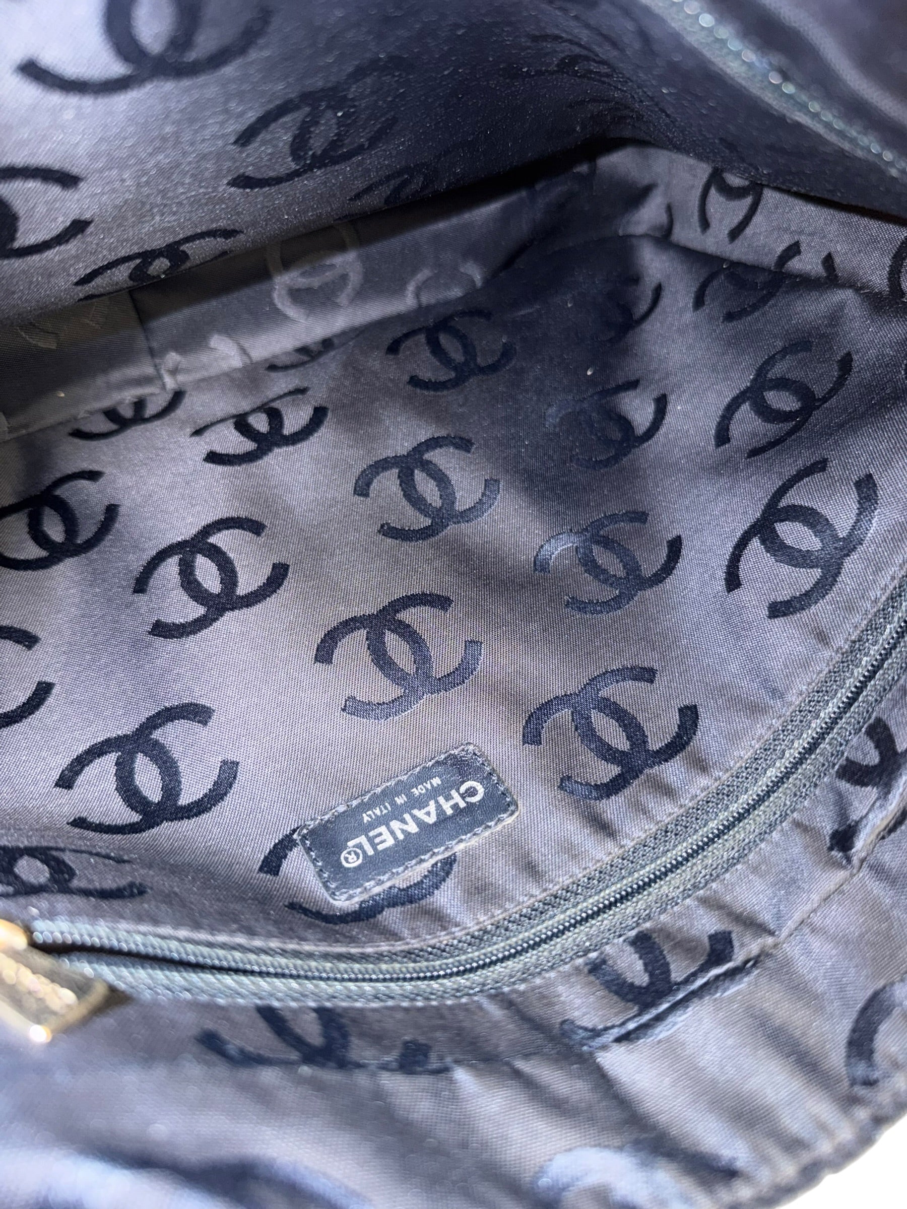Chanel Light Washed Denim CC Canvas Logo Shoulder Bag 2002