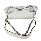 Gucci White Puffer Leather Horsebit Shoulder Bag
