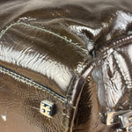 Loewe Vintage Brown Patent Leather Amazona Handbag