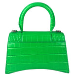Balenciaga Fluo Green Crocodile Embossed Hourglass XS Two-Way Bag