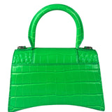 Balenciaga Fluo Green Crocodile Embossed Hourglass XS Two-Way Bag