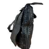 Bottega Veneta Black Intrecciato Leather Flap Messenger Bag