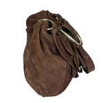 Yves Saint Laurent Brown Suede/Leather Trim Naja Rose Petal Hobo Bag
