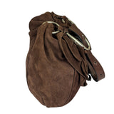Yves Saint Laurent Brown Suede/Leather Trim Naja Rose Petal Hobo Bag