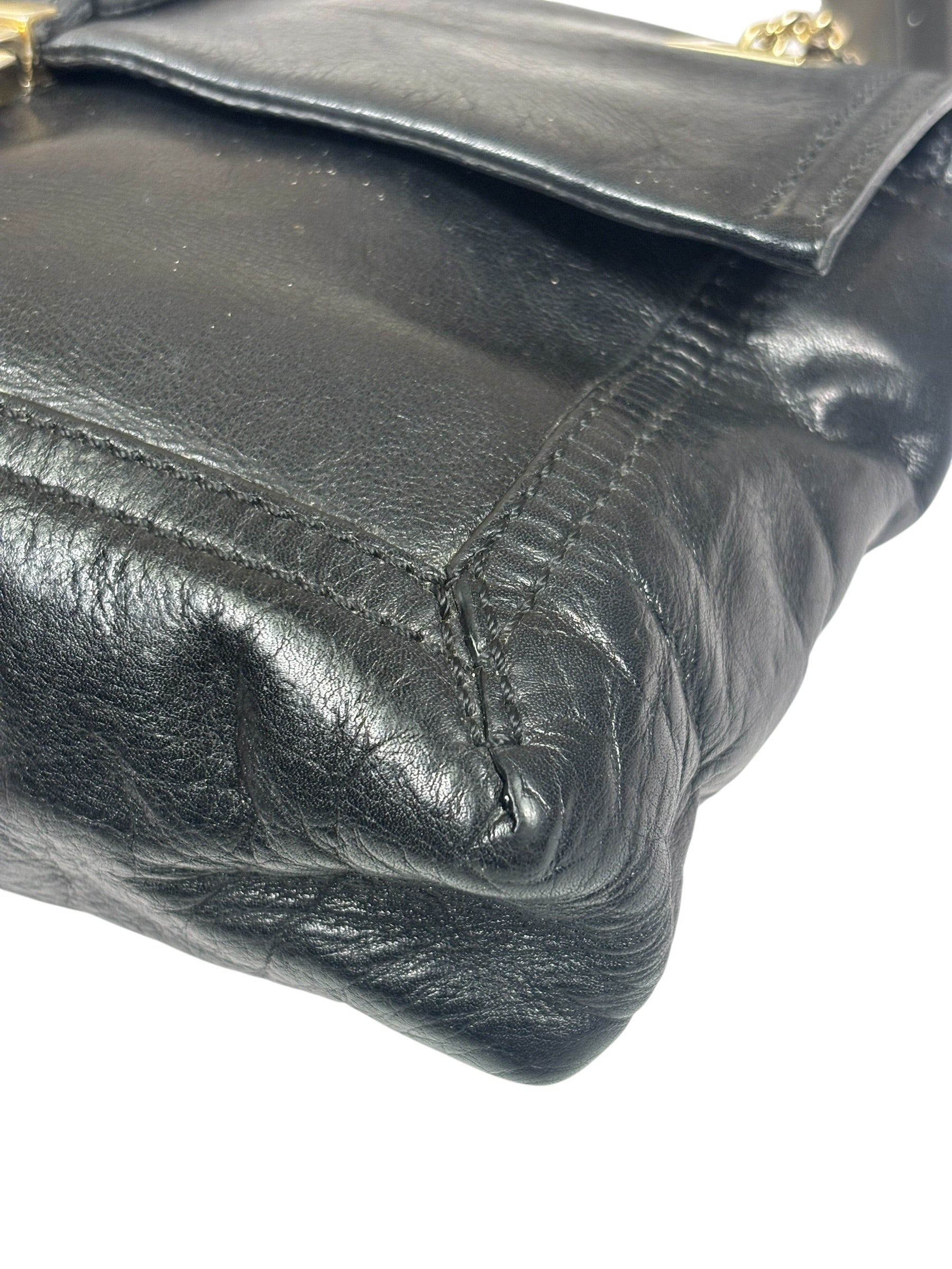 Fendi Black Leather Maxi Baguette