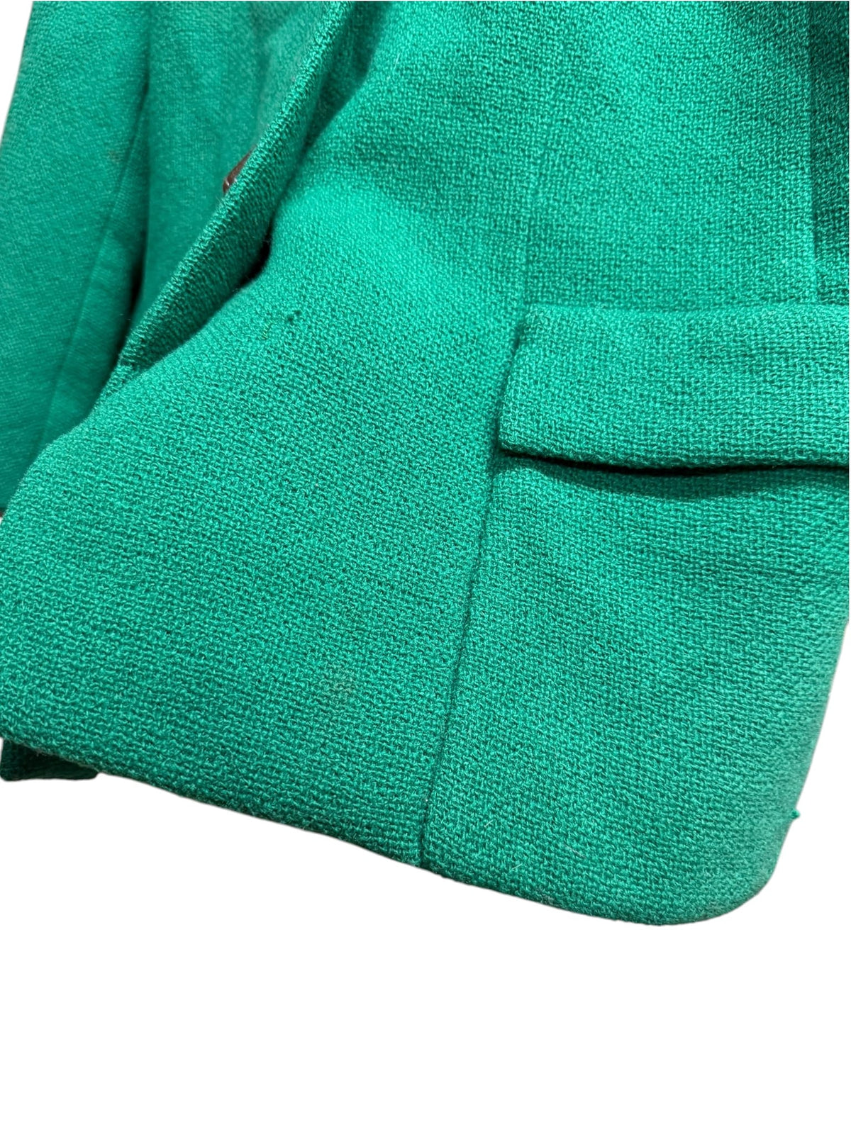 Vintage Green Wool Twill Fur Collar Coat