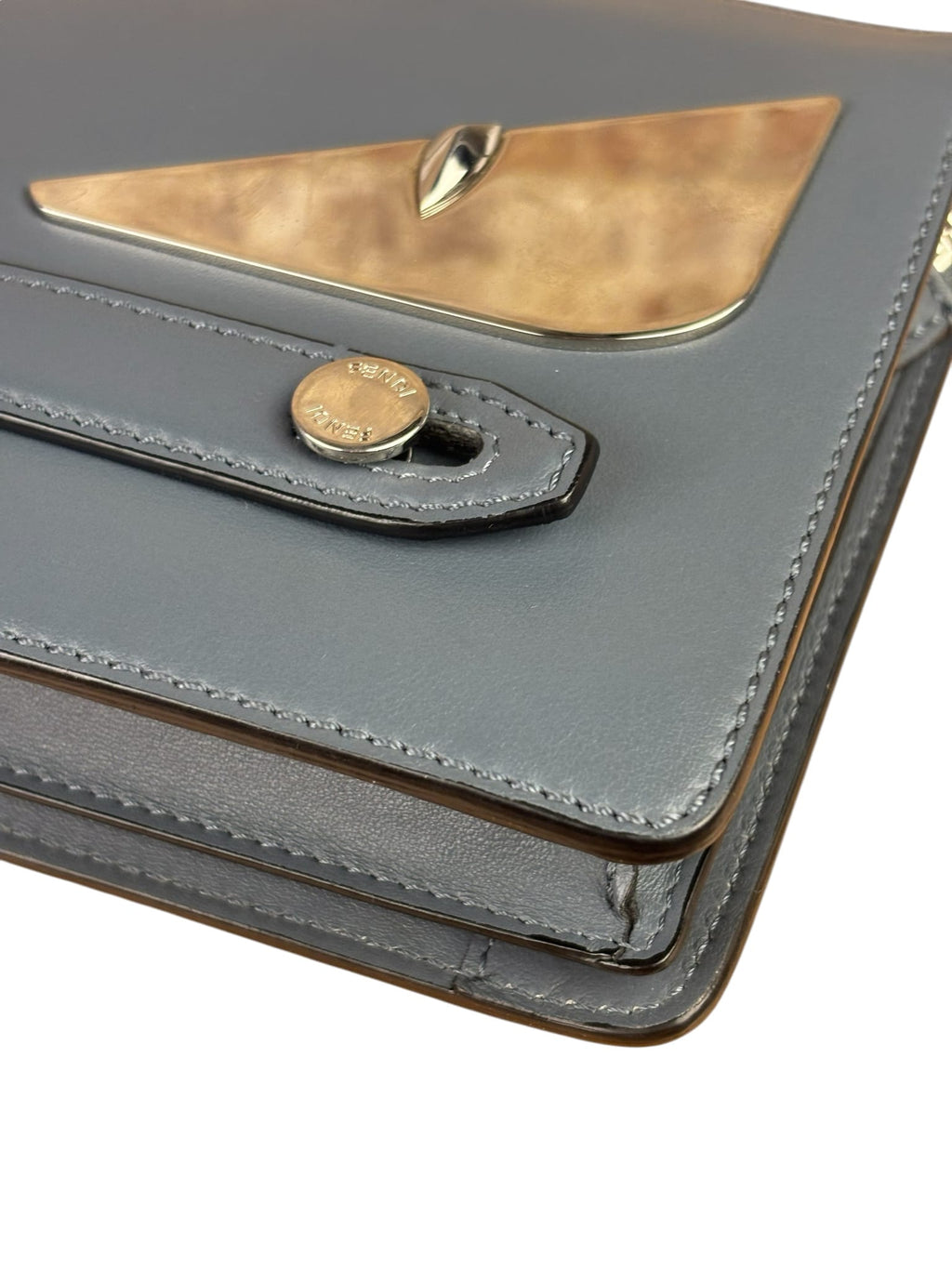 Fendi Grey Leather Monster Eyes Clutch